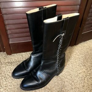 El Canelo Leather Braided Black Boots size 25 1/2